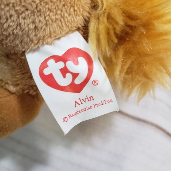 🌞SOLD🌞 TY Beanie Babies Alvin Chipmunk Plush Toy 6.5 Inch 2011 The Squeakquel - Picture 8 of 10